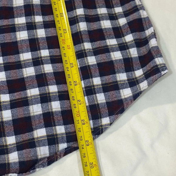 Brooks Brothers maroon white black men plaid button up long cuff sleeve shirts L - Picture 7 of 9